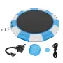 Inflatable Water Bouncer, 15ft Recreational Water Trampoline, Portable Bounce Swim Platform with 3-Step Ladder & Electric Air Pu