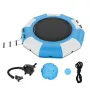 Inflatable Water Bouncer, 10ft Recreational Water Trampoline, Portable Bounce Swim Platform with 3-Step Ladder & Electric Air Pu