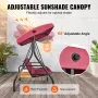 VEVOR 3-Seat Patio Swing Chair, Converting Canopy Swing, Outdoor Patio Porch with Adjustable Canopy, Removable Thick Cushion and