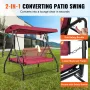 VEVOR 3-Seat Patio Swing Chair, Converting Canopy Swing, Outdoor Patio Porch with Adjustable Canopy, Removable Thick Cushion and