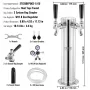 VEVOR Kegerator Tower Kit, Dual Taps Beer Conversion Kit, Stainless Steel Keg Beer Tower Dispenser with Dual Gauge W21.8 Regulat