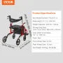 VEVOR 2 in 1 Rollator Walker & Transport Chair for Seniors, Folding Rolling Walker Wheelchair Combo & Footrests, Lightweight Alu