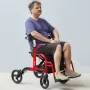 VEVOR 2 i 1 Rollator Rollator & Transportstol til seniorer, Folding Rolling Walker Kørestol Combo & Fodstøtter, Letvægts Alu