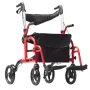 VEVOR 2 in 1 Rollator Walker & Transport Chair for Seniors, Folding Rolling Walker Wheelchair Combo & Footrests, Lightweight Alu