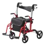 2 in 1 Rollator Walker & Transport Chair for Seniors, Folding Rolling Walker Wheelchair Combo & Footrests, Lightweight Aluminum 