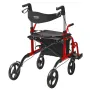 2 in 1 Rollator Walker & Transport Chair for Seniors, Folding Rolling Walker Wheelchair Combo & Footrests, Lightweight Aluminum 