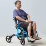 2 in 1 Rollator Walker & Transport Chair for Seniors, Folding Rolling Walker Wheelchair Combo & Footrests, Lightweight Aluminum 