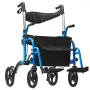 VEVOR 2 i 1 Rollator Rollator & Transportstol til seniorer, Folding Rolling Walker Kørestol Combo & Fodstøtter, Letvægts Alu