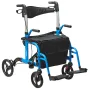 VEVOR 2 in 1 Rollator Walker & Transport Chair for Seniors, Folding Rolling Walker Wheelchair Combo & Footrests, Lightweight Alu