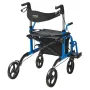 2 in 1 Rollator Walker & Transport Chair for Seniors, Folding Rolling Walker Wheelchair Combo & Footrests, Lightweight Aluminum 