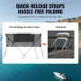 4 Bow Bimini Top Boat Cover, Aftagelige Mesh Sidewalls, 600D