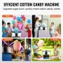 VEVOR Electric Cotton Candy Machine, 1000W Candy Floss Maker, Commercial Cotton Candy Machine with Stainless Steel Bowl, and Sug