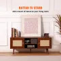 Rattan TV Stand, Boho TV Cabinet til 55 tommer TV, Mid Century
