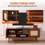 Rattan TV Stand, Boho TV Cabinet for 55 inch TV, Mid Century Modern TV Stand, Rattan TV Console with Adjustable Shelfs for Livin