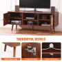 VEVOR Rattan TV Stand, Boho TV Cabinet for 55 inch TV, Mid Century Modern TV Stand, Rattan TV Console with Adjustable Shelfs for