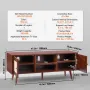 Rattan TV Stand, Boho TV Cabinet for 55 inch TV, Mid Century Modern TV Stand, Rattan TV Console with Adjustable Shelfs for Livin
