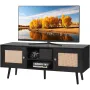 Rattan TV Stand, Boho TV Cabinet til 55 tommer TV, Mid Century