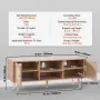 Rattan TV Stand, Boho TV Cabinet for 55 inch TV, Mid Century Modern TV Stand, Rattan TV Console with Adjustable Shelfs for Livin