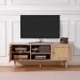 Rattan TV Stand, Boho TV Cabinet til 55 tommer TV, Mid Century