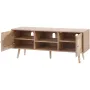 Rattan TV Stand, Boho TV Cabinet for 55 inch TV, Mid Century Modern TV Stand, Rattan TV Console with Adjustable Shelfs for Livin