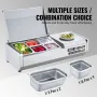 Refrigerated Condiment Prep Station, 140 W Countertop Refrigerated Condiment Station, with 1 1/3 Pan & 4 1/6 Pans, 304 Stainless
