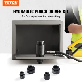 Hydraulic Knockout Punch Kit, 4 Pieces 1/2", 3/4", 1", 1-1/4" Conduit Hole Cutter Set, Metal Sheet Driver Tools, KO Tool Kits
