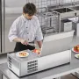 Refrigerated Condiment Prep Station, 140 W Countertop Refrigerated Condiment Station, with 1 1/3 Pan & 4 1/6 Pans, 304 Stainless