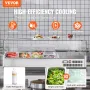 Refrigerated Condiment Prep Station, 140 W Countertop Refrigerated Condiment Station, with 2 1/3 Pans & 4 1/6 Pans, 304 Stainles