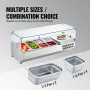 VEVOR Refrigerated Condiment Prep Station, 140 W Countertop Refrigerated Condiment Station, with 2 1/3 Pans & 4 1/6 Pans, 304 St