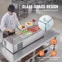 Refrigerated Condiment Prep Station, 140 W Countertop Refrigerated Condiment Station, with 2 1/3 Pans & 4 1/6 Pans, 304 Stainles