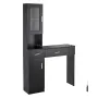 Salon Station, Wall Mount Barber Salon Station for Hair Stylist, Beauty Spa Furniture Set, 1 Storage Cabinet, 3 Cubbies and 2 Dr