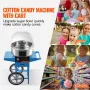 Electric Cotton Candy Machine with Cart, 1000W Commercial Candy Floss Maker with Cover, Stainless Steel Bowl, Sugar Scoop and Dr