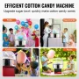 VEVOR Electric Cotton Candy Machine, 1000W Candy Floss Maker, Commercial Cotton Candy Machine with Cover, Stainless Steel Bowl, 