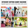 VEVOR Electric Cotton Candy Machine, 1000W Candy Floss Maker, Commercial Cotton Candy Machine with Cover, Stainless Steel Bowl, 