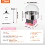 VEVOR Electric Cotton Candy Machine, 1000W Candy Floss Maker, Commercial Cotton Candy Machine with Cover, Stainless Steel Bowl, 