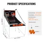 VEVOR Foldable Basketball Arcade Game, 2 Player Indoor Basketball Game, Home Dual Shot Sport with 4 Balls, 8 Game Modes, Electro