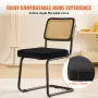 Rattan Chairs, Set of 2, Mid Century Modern Dining Chair, Upholstered Velvet Accent Chair with Rattan Back, Retro Dining Room Ki