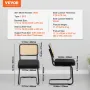 VEVOR Rattan Stole, Sæt med 2, Mid Century Modern Dining Chair, Polstret Velvet Accent Stol med Rattan Ryg, Retro Dining R