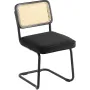 Rattan Chairs, Set of 2, Mid Century Modern Dining Chair, Upholstered Velvet Accent Chair with Rattan Back, Retro Dining Room Ki