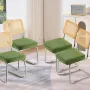 VEVOR Rattan Stole, Sæt med 4, Mid Century Modern Dining Chair, Polstret Velvet Accent Stol med Rattan Ryg, Retro Dining R