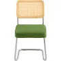 Rattan Chairs, Set of 4, Mid Century Modern Dining Chair, Upholstered Velvet Accent Chair with Rattan Back, Retro Dining Room Ki
