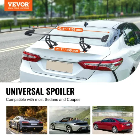 VEVOR Universal Rear Spoiler GT Style Adjustable Trunk Wing Car Racing 43.3"/110 cm