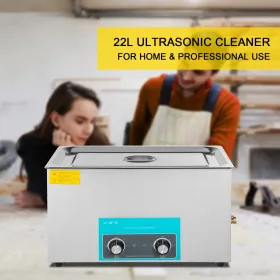 22L Ultrasonic Cleaner, 304 Stainless Steel Professional Knob Control, Ultrasonic Cleaner with Heater Timer for Jewelry Watch Gl