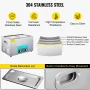 VEVOR 22L Ultrasonic Cleaner, 304 Stainless Steel Professional Knob Control, Ultrasonic Cleaner with Heater Timer for Jewelry Wa
