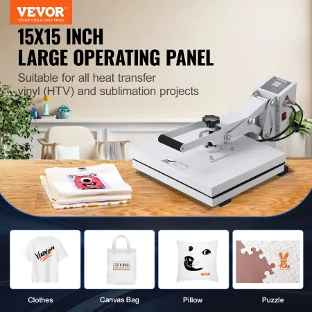 Heat Press Machine 15 x 15 tommer/38,1 x 38,1 cm Sublimation