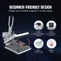 VEVOR Heat Press Machine 15 x 15 tommer/38,1 x 38,1 cm Sublimation Printer Transfer til DIY T-shirt