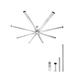 244 cm Aluminum Ceiling Fan Without Light Remote Control Brushed Nickel