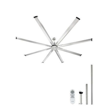244 cm Aluminum Ceiling Fan Without Light Remote Control Brushed Nickel