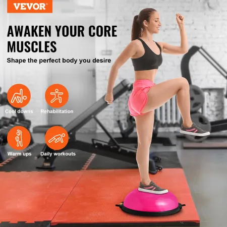 Half Exercise Ball Trainer, 26 inch Balance Ball Trainer, 1500lbs Capacity Stability Ball, Yoga Ball with Resistance Bands & Foo