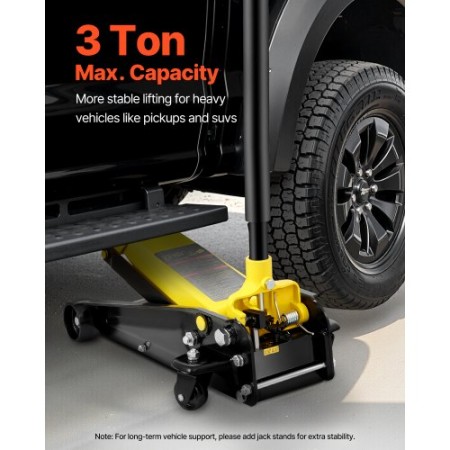 Lavt profil gulvstik 3 ton tungt stål enkeltstempel hydraulisk pumpe